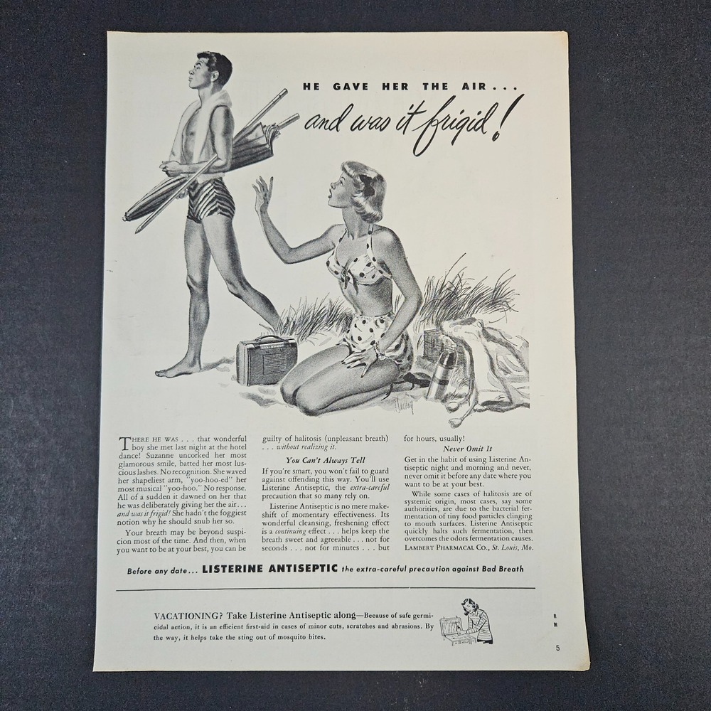 1949 Listerine Antiseptic Vintage Print Ad Beach Lambert Pharmacal St Louis MO